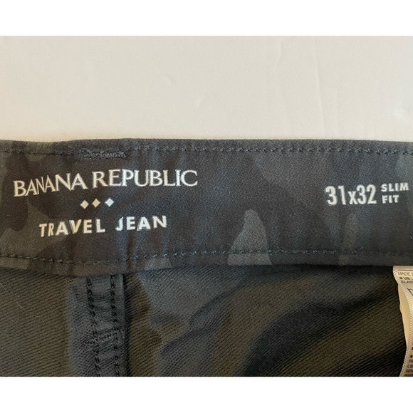 NEW Banana Republic Travel Jean Mens 31x32(31"L) Gray Camo Straight Slim Fit - Picture 4 of 9